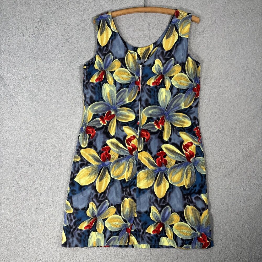 Vintage Paradise Found Hawaiian Mini Dress Women Size L Rayon Floral Aloha Retro - Picture 9 of 13
